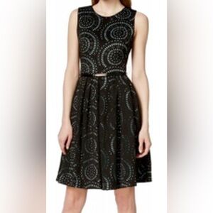 NEW Calvin Klein Black and Light Blue Fit & Flare Sleeveless Dress